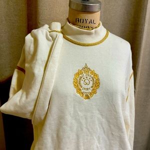 St John sportswear by Marie Gray white and gold vintage new sweatshirt small